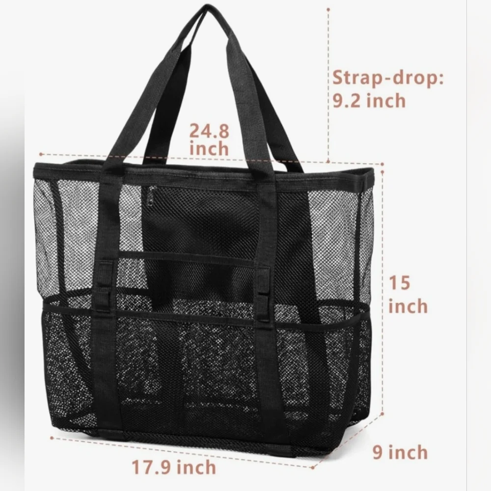 Black Mesh Beach Bag Tote. New With Out Tags.
